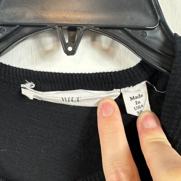 Wilt black 100% cotton cold shoulder round bottom hem long sleeve top - Picture 5 of 8